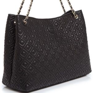 💥NWT💥Tory Burch Black Quilted Leather MarionTote